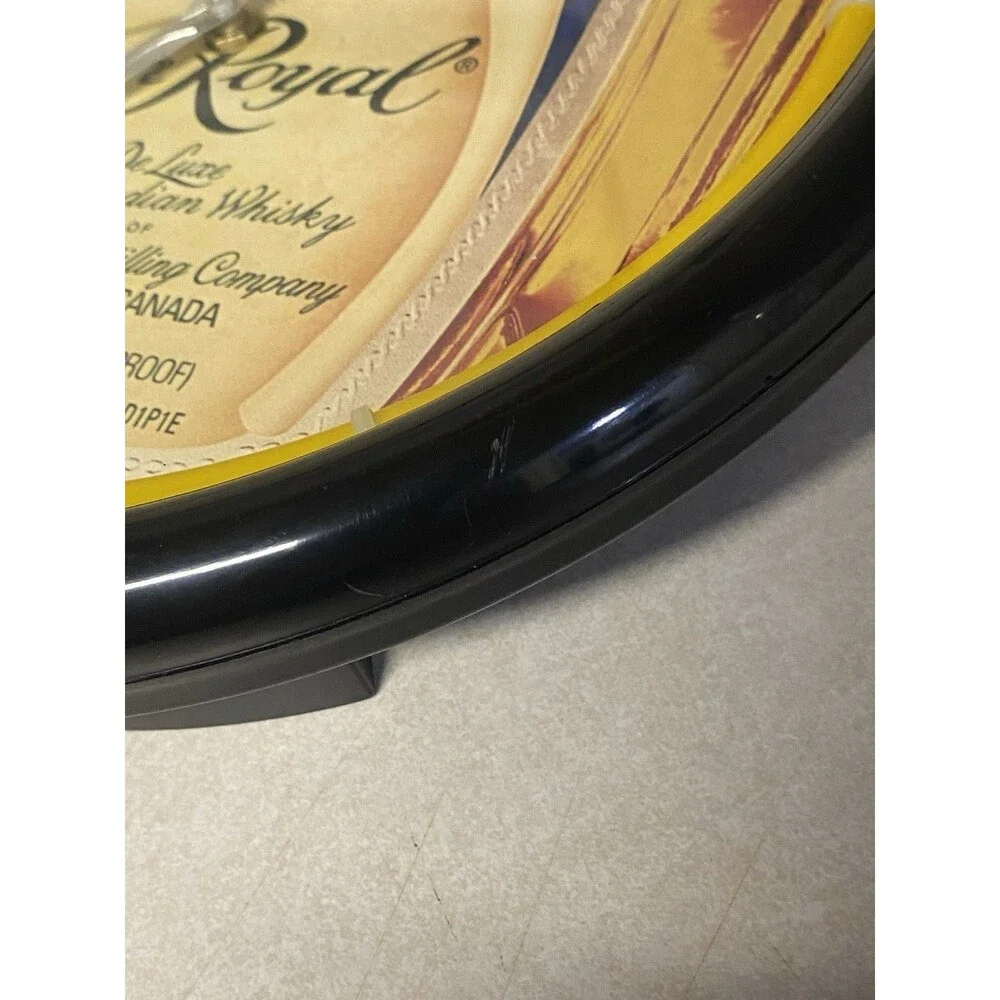 Crown Royal Whisky Bottle Sign Orange Neon Clock Man Cave Bar Garage
